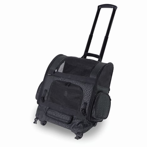 Sac de transport à roulettes pour animal domestique RC2000 Roller-Carrier™ - noir à motif géométrique